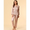 Allegra K Women's Satin Button Down Sleepshirt with Pants Sleepwear Pajama Set - 2 of 4