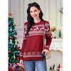 Women's Christmas Reindeer Pattern Crew Neck Sweater - Long Sleeve Festive Knit Jumper - 2 of 4