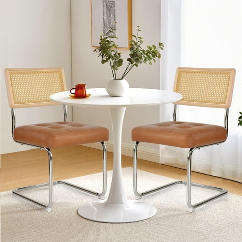 Leather dining best sale chairs chrome legs