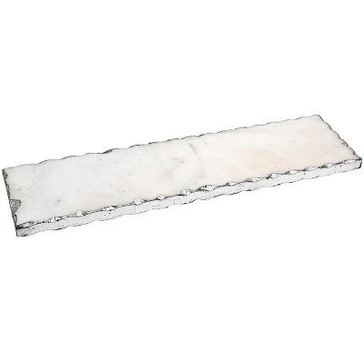 HomeRoots 18" White Rectangular Marble Vanity Tray