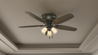 52" Brushed Nickel Low Profile Ceiling Fan with Lights