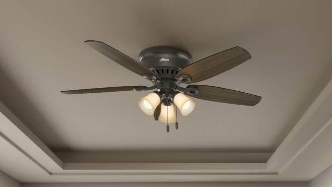 52" LED Builder Low Profile Ceiling Fan (Includes Light Bulb) - Hunter, 2 of 18, play video