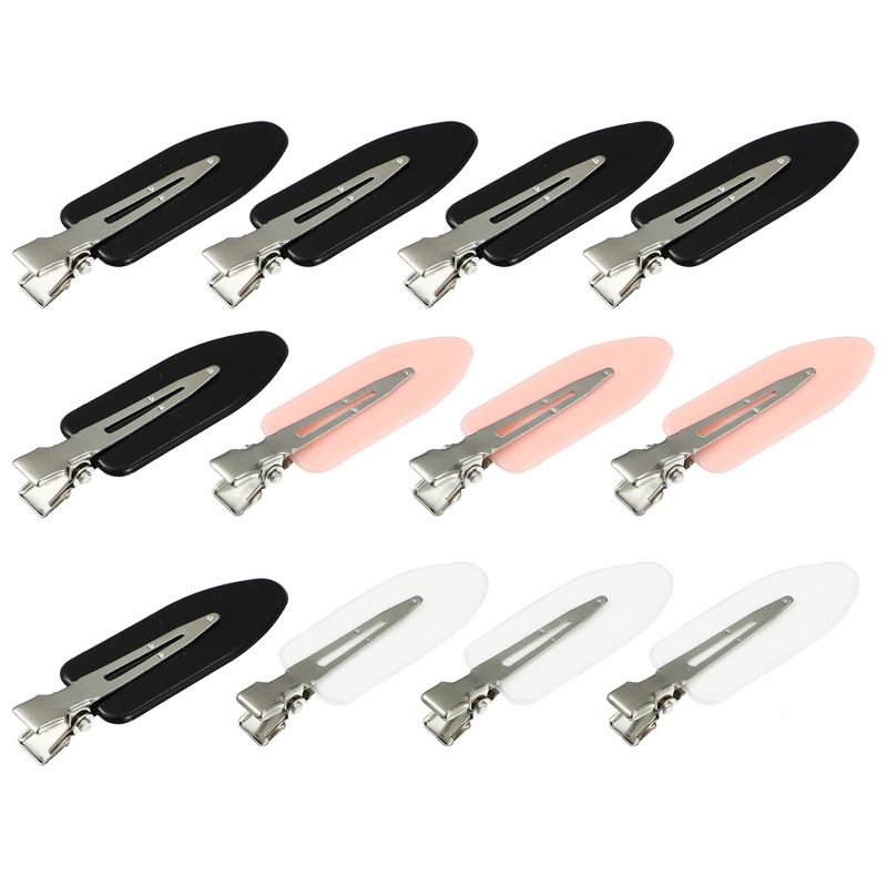 Unique Bargains No Crease No Bend Hair Clips and Pins Black White Pink 12 Pcs, 1 of 8