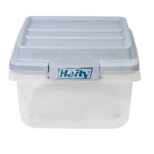 Tarro de plástico Hefty de 18 cuartos con tapa apilable HI-RISE gris: almacenamiento universal, asas de cierre, cierre a presión 3