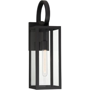 John Timberland Mira 21" High Farmhouse Rustic Lantern Outdoor Wall Light Fixture Mount Porch House Edison Bulb Black Finish Metal Clear Glass Shade - 1 of 4