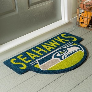 Evergreen Seattle Seahawks Indoor Outdoor Natural Shaped Coir Doormat 1'6"x2'4" Multicolored - 1 of 2