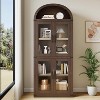Arched Bookcase with Doors Modern Bookshelf with Storage Wooden Display Cabinet - 2 of 4