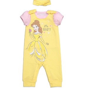 Disney Princess Ariel French Terry Snap Sleeveless Romper & Headband - 1 of 4