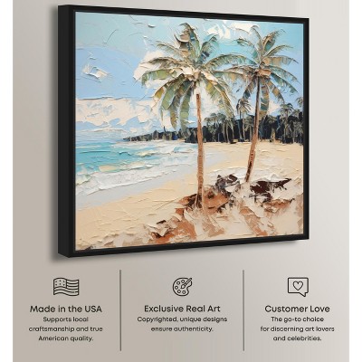 Beach Paradise Coastal Canvas Art with Black Frame, 17" x 17"