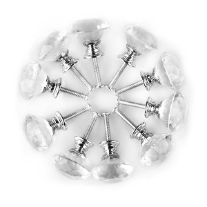 Unique Bargains Diamond Shaped Crystal Glass Drawer Handle Cabinet Knobs - 1 of 4