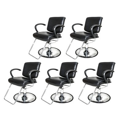 PureSana Chromium 5 Pack Professional Salon Chairs, 360 Swivel Seat, Kyler, Black - All Purpose Cushion Seat for Hair Stylist, Barber, Spa Seating