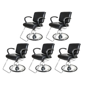 PureSana Chromium 5 Pack Professional Salon Chairs, 360 Swivel Seat, Kyler, Black - All Purpose Cushion Seat for Hair Stylist, Barber, Spa Seating - 1 of 4