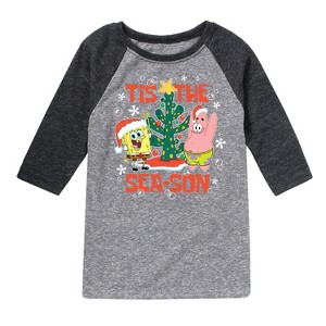 Boys' - SpongeBob SquarePants - Tis The Season Raglan Graphic T-Shirt - 1 of 4