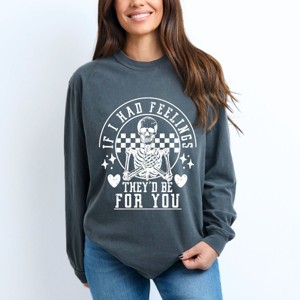 Simply Sage Market Valentine Feelings Skeleton Garment Dyed Long Sleeve - 2XL - Pepper - 1 of 4
