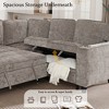 81" Chenille L-Shaped Sleeper Sectional Sofa with Bed & USB Ports - 3 of 4