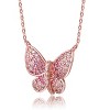 Guili Sterling Silver 18K Rose Gold Plated Necklace with Ruby Cubic Zirconia Butterfly Charm & Adjustable Spring Ring Clasp for a Perfect Fit - 2 of 3