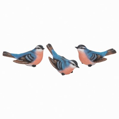 Transpac Large Resin Blue & Coral Bird Set of 3 Spring Home Decorations