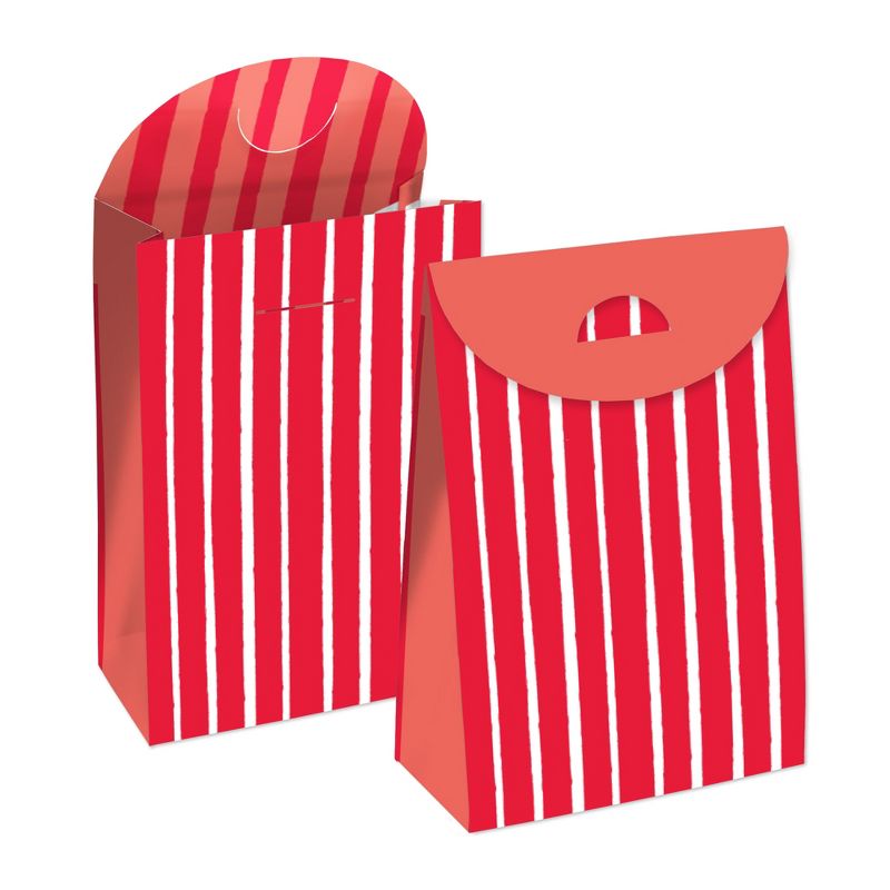 Big Dot of Happiness Red Stripes - Simple Gift Favor Bags - Party Goodie Boxes - Set of 12, 1 of 9