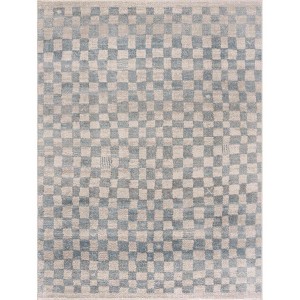 Hauteloom Benjy Cream & Light Blue Checkered Area Rug - 1 of 4
