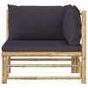 VidaXL Patio Corner Sofa with Dark Gray Cushions Bamboo - 3 of 4