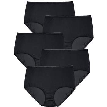 Comfort Choice Women's Plus Size Nylon Brief 5-pack - 8, Black : Target