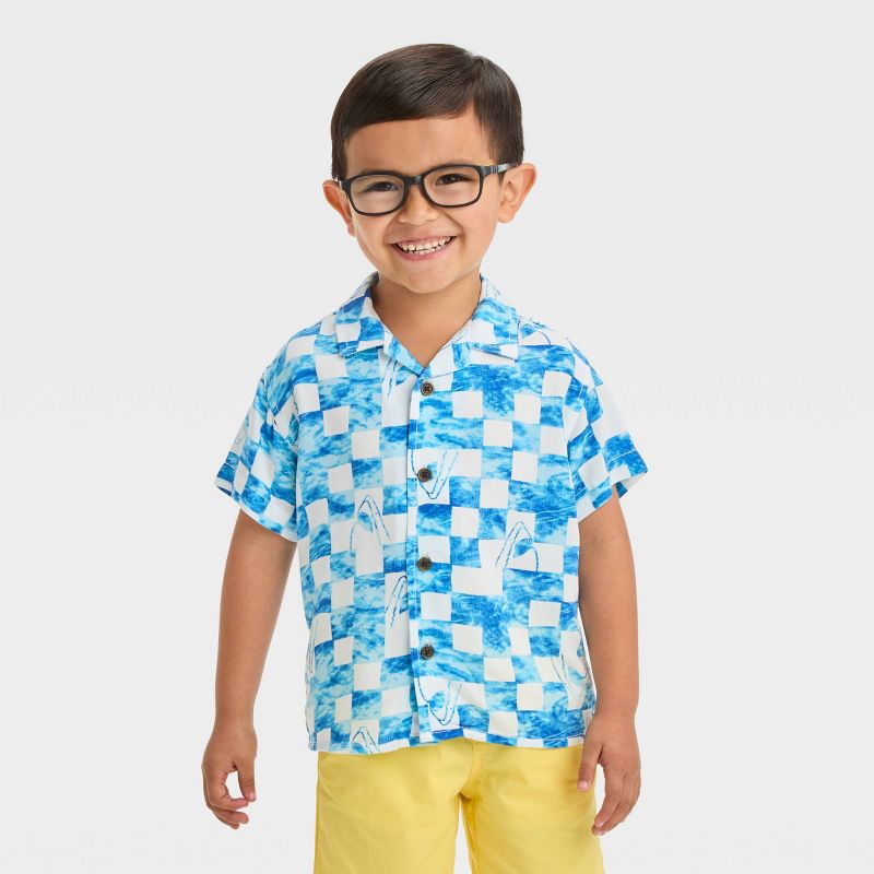 Toddler Boys' Shark Challis Shirt - Cat & Jack™ Cream, 1 of 5