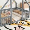 Okak Twin/Full Size House-Style Bed Frame with Fence Guardrails,Modern Floor Bed for Toddlers/Kids Bedroom - 4 of 4