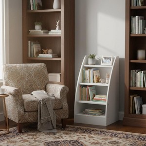 FurnitureR Bookcase with 4-Tier Open Storage, Small Wooden Book Rack Display Stand, Bookshelf Storage Organizer for Playroom, Bedroom, Living Room - 1 of 4