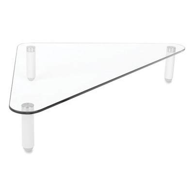 Clear Glass Corner Monitor Riser with Non-Skid Feet