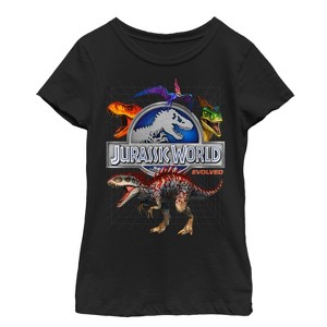 Girl's Jurassic World Rainbow Dinosaurs T-Shirt - 1 of 3