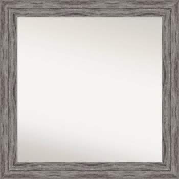 32" x 32" Non-Beveled Pinstripe Plank Gray Wall Mirror - Amanti Art