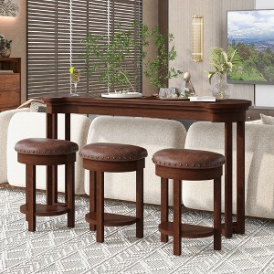 Okak 4-Piece Vintage Style Counter Height Dining Table Set & Bar Stools for Kitchen,Dining Room,Antique Bar Table Set with Solid Wood Frame - 1 of 4