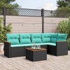 vidaXL Patio Sofa Set Black PE rattan, powder-coated steel 5 Piece Set - Black and Blue With Table - 2 of 4