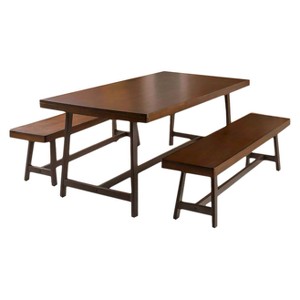 Marion 3 Piece Foldable Picnic Dining Set Dark Brown - Christopher Knight Home