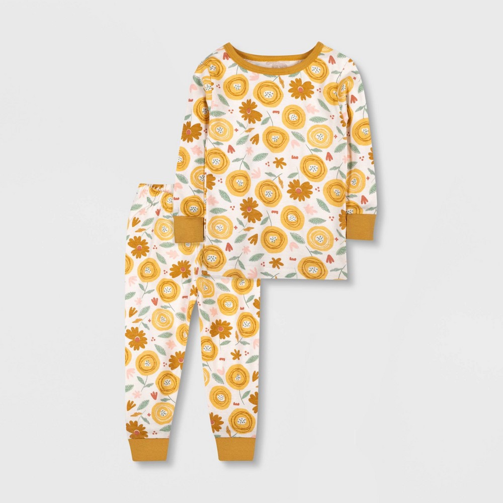 Lamaze Toddler Girls' 2pc Long Sleeve Organic Cotton Snug Fit Pajama Set - Dark Yellow 3T