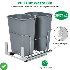 Double Trash Can Under Kitchen Cabinets Pullout, 2 * 25QT /2 * 35QT Garbage Waste Recycling Bin - 1 of 4
