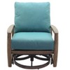 Courtyard Casual Avalon FSC Teak Swivel Glider Teak in Heather Gray finish Sling deck under cushion for comfort Sunbrella Fabric - 4 of 4