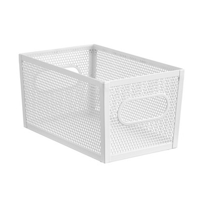 Perforated Metal Storage Bin with Handles