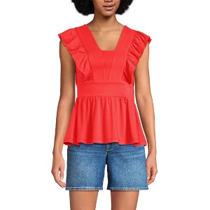 Lands' End Women's Lightweight Jersey Ruffle Peplum Top - 1 of 3