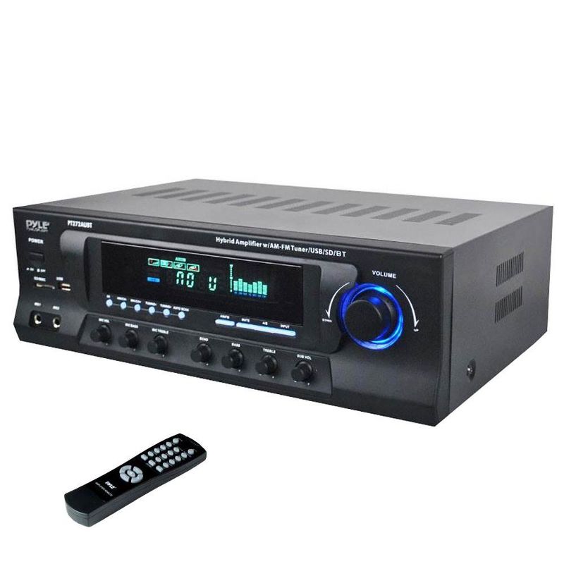 Pyle PT272AUBT Stereo Amplifier Receiver 4 Channel Audio Power System with AM/FM Tuner, Bluetooth Streaming, and Sub Control for Home Use, 1 of 8