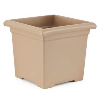 HC Companies ROS15500A34 13.25 Inch Deep by 15.5 Inch Wide Outdoor Square Accent Planter for Flowers, Vegetables, and Succulents, Sandstone Tan