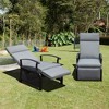 Fontoi Accent Chairs, Adjustable Recliner Chair with Removable Cushion, Lounge Chair with Flip Table for Porch Garden, Gray, 28.9"*41.85"*32.36" - 3 of 4