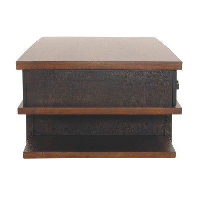 Gray and Brown Rectangular Lift-Top Storage Coffee Table