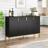 ORRD Luxury Black & Gold Buffet Cabinet, 60” Modern Sideboard with Geometric Striped Doors & Storage for Dining Room & Living Room - 4 of 4