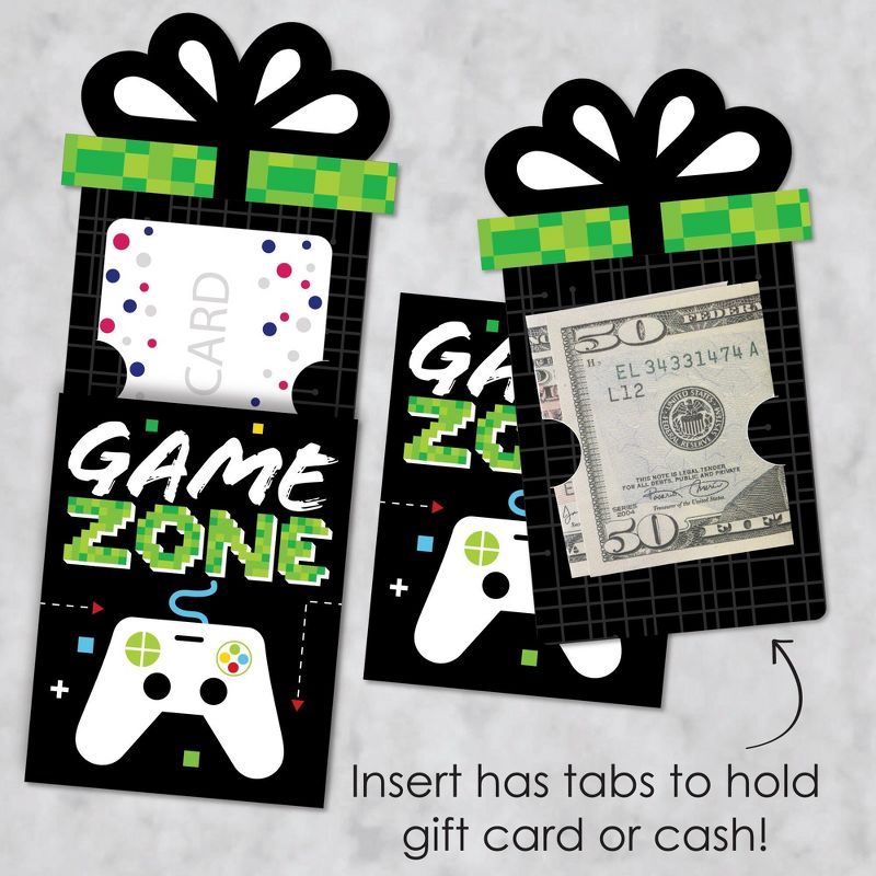 Big Dot of Happiness Game Zone - Pixel Video Game Party or Birthday Party Money and Gift Card Sleeves - Nifty Gifty Card Holders - Set of 8, 3 of 9