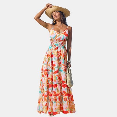 Women's Vibrant Floral Print Maxi Dress for Beach Getaways - Cupshe