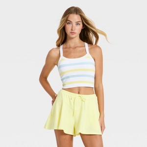 Women's Seamless Cropped Support Tank Top - JoyLab™ White/Yellow