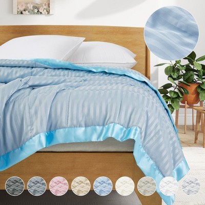 Peace Nest Hotel Quality Luxury All Season Jacquard Soft Bed Blanket with Satin Trim, Cozy and Warm