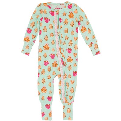 RuffleButts SoftSnooze Baby Girls Ruffle One Piece Convertible Pajamas