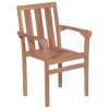 vidaXL Solid Teak Wood Patio Chairs-Set of 8, Stackable, with Green Cushions for Garden/Outdoor/Living Room/Dining - 4 of 4